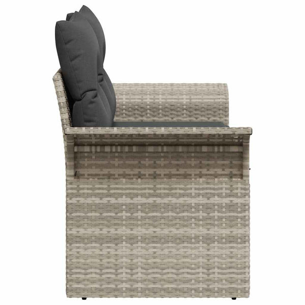 Gartensofa Hellgrau mit Kissen Poly-Rattan