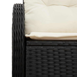 Gartensofa Schwarz mit Kissen Poly-Rattan