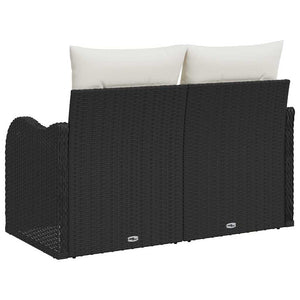 Gartensofa Schwarz mit Kissen Poly-Rattan