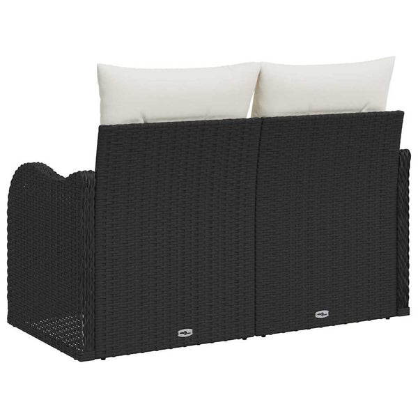 Gartensofa Schwarz mit Kissen Poly-Rattan