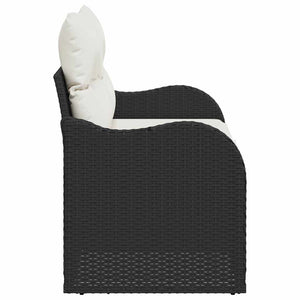 Gartensofa Schwarz mit Kissen Poly-Rattan