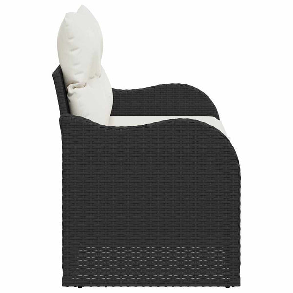 Gartensofa Schwarz mit Kissen Poly-Rattan
