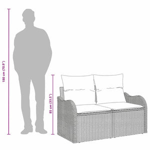 Gartensofa Schwarz mit Kissen Poly-Rattan