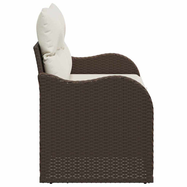 Gartensofa Braun Poly-Rattan mit Kissen