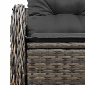 Graues Gartensofa mit Kissen Poly-Rattan 121cm