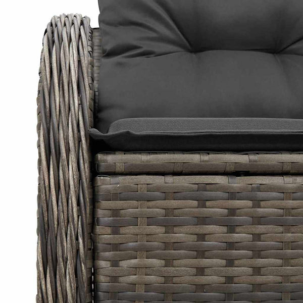 Graues Gartensofa mit Kissen Poly-Rattan 121cm