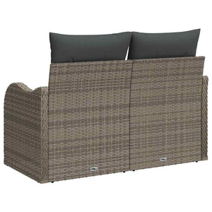 Graues Gartensofa mit Kissen Poly-Rattan 121cm