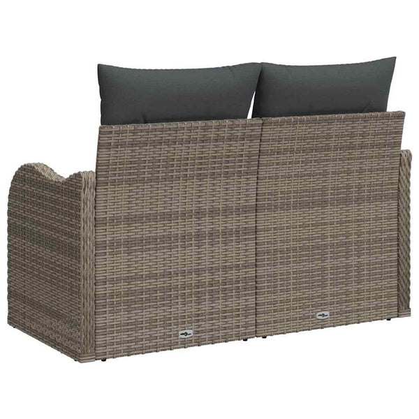 Graues Gartensofa mit Kissen Poly-Rattan 121cm