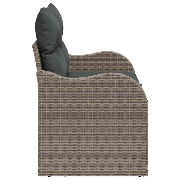 Graues Gartensofa mit Kissen Poly-Rattan 121cm
