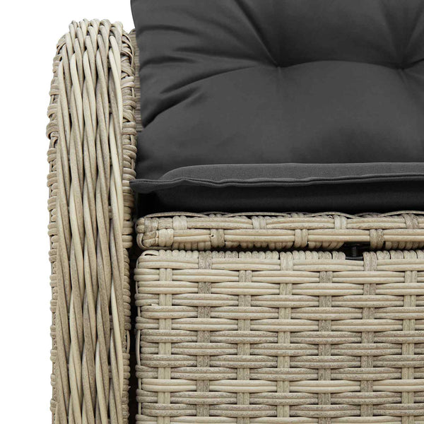 Gartensofa Hellgrau mit Kissen Poly-Rattan