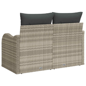 Gartensofa Hellgrau mit Kissen Poly-Rattan