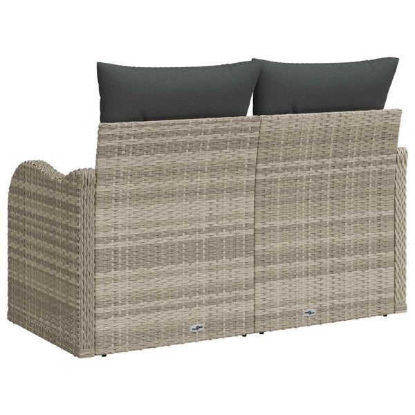 Gartensofa Hellgrau mit Kissen Poly-Rattan