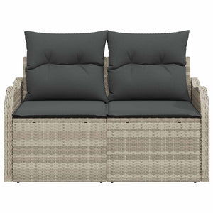 Gartensofa Hellgrau mit Kissen Poly-Rattan