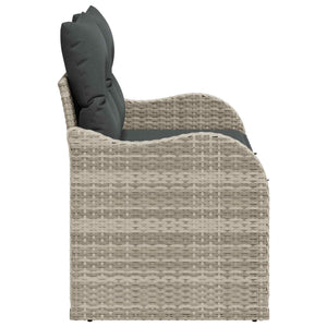 Gartensofa Hellgrau mit Kissen Poly-Rattan