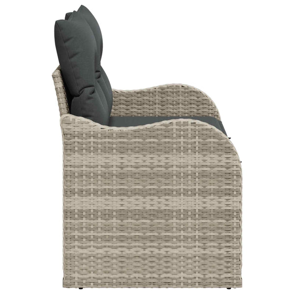 Gartensofa Hellgrau mit Kissen Poly-Rattan