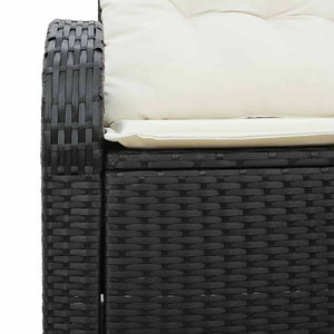 Gartensofa Schwarz mit Kissen, Poly-Rattan 124cm