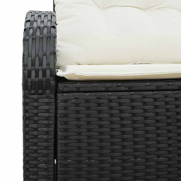 Gartensofa Schwarz mit Kissen, Poly-Rattan 124cm