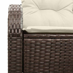 Gartensofa Braun Poly-Rattan mit Kissen