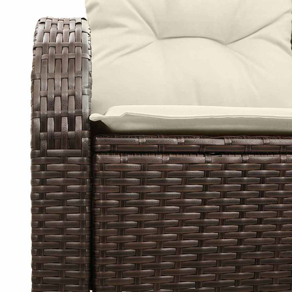 Gartensofa Braun Poly-Rattan mit Kissen