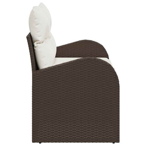 Gartensofa Braun Poly-Rattan mit Kissen