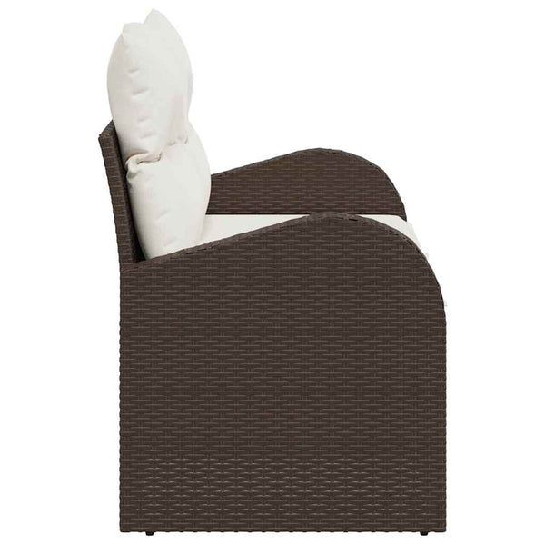 Gartensofa Braun Poly-Rattan mit Kissen