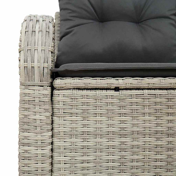 Gartensofa Hellgrau Poly-Rattan mit Kissen