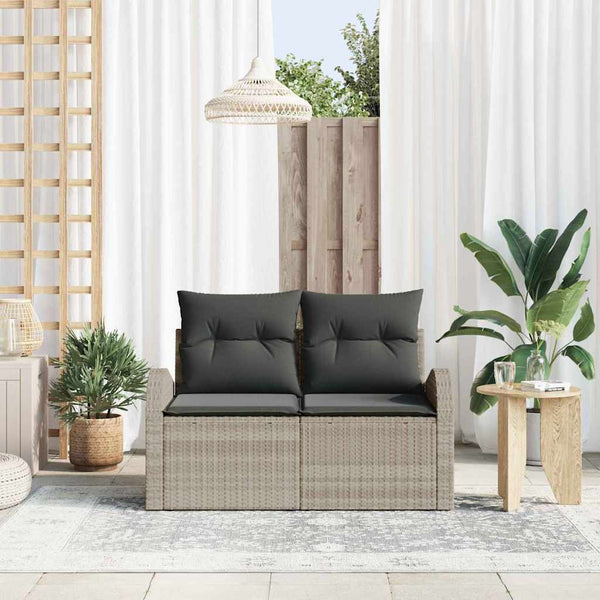 Gartensofa Hellgrau Poly-Rattan mit Kissen