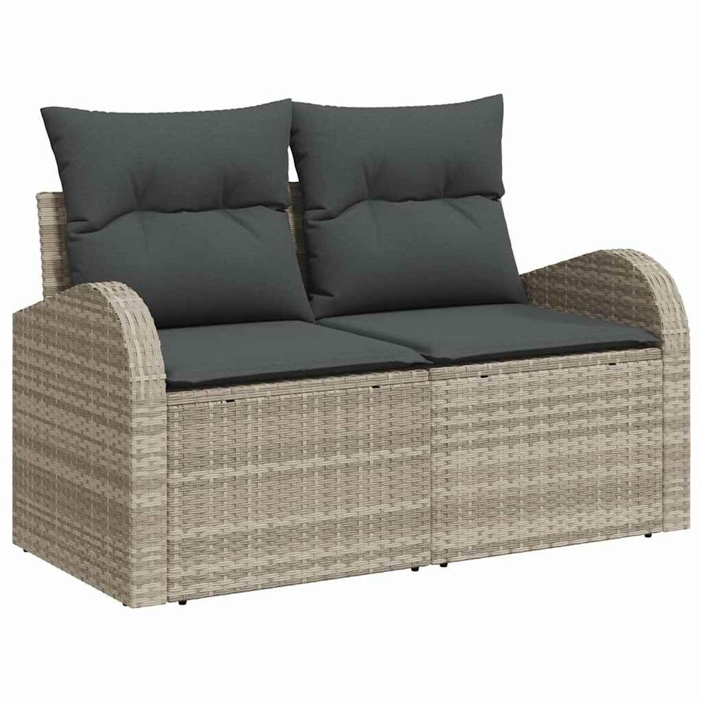 Gartensofa Hellgrau Poly-Rattan mit Kissen