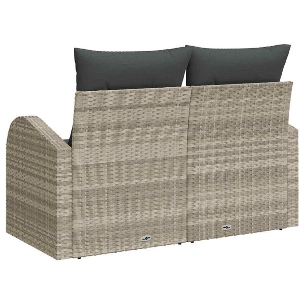 Gartensofa Hellgrau Poly-Rattan mit Kissen