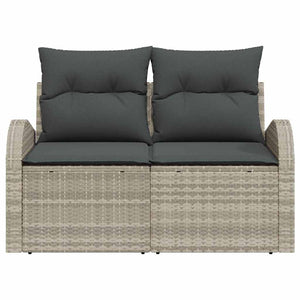 Gartensofa Hellgrau Poly-Rattan mit Kissen