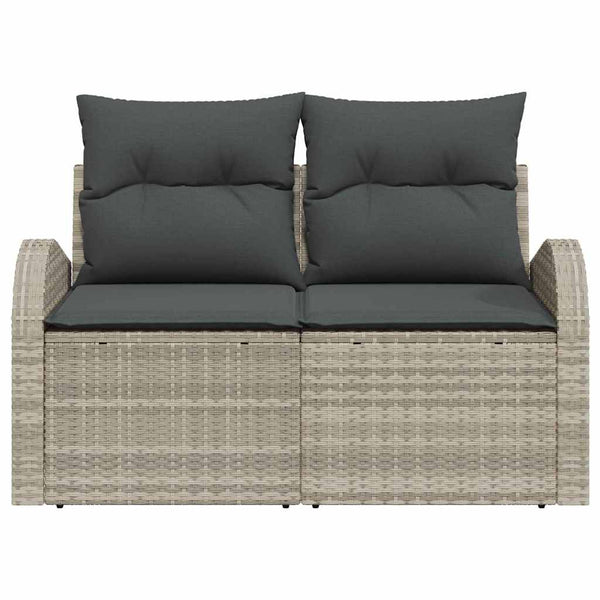 Gartensofa Hellgrau Poly-Rattan mit Kissen