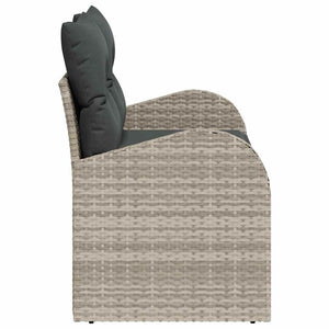 Gartensofa Hellgrau Poly-Rattan mit Kissen