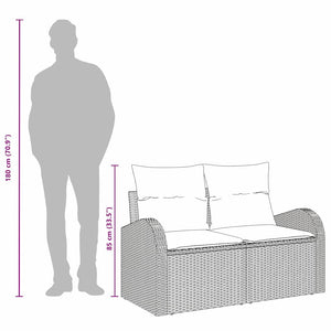 Gartensofa Hellgrau Poly-Rattan mit Kissen