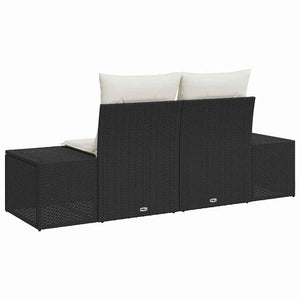 Gartensofa Schwarz mit Kissen 184 cm Poly-Rattan