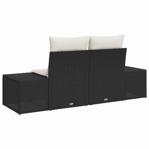 Gartensofa Schwarz mit Kissen 184 cm Poly-Rattan