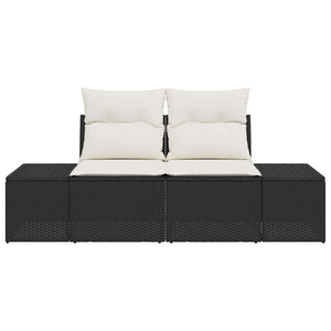 Gartensofa Schwarz mit Kissen 184 cm Poly-Rattan