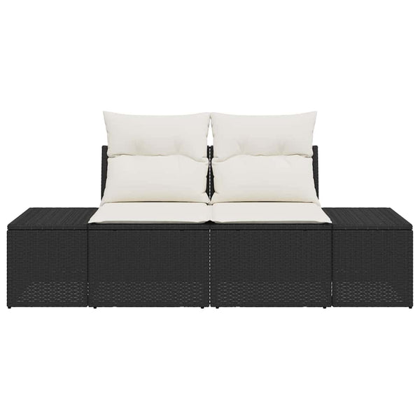 Gartensofa Schwarz mit Kissen 184 cm Poly-Rattan