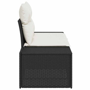 Gartensofa Schwarz mit Kissen 184 cm Poly-Rattan