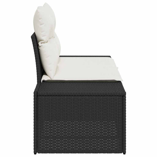 Gartensofa Schwarz mit Kissen 184 cm Poly-Rattan