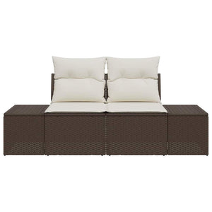 Gartensofa Braun mit Kissen, 184 cm