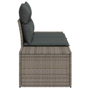 Gartensofa Grau Poly-Rattan mit Kissen 184cm