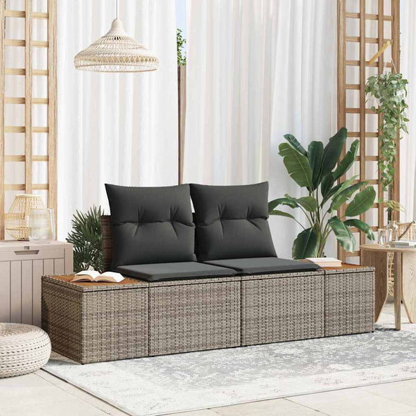 Graues Gartensofa Poly-Rattan 184cm