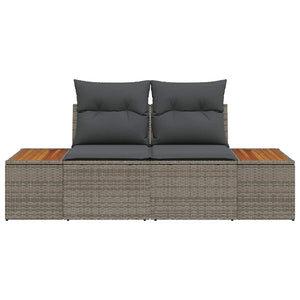 Graues Gartensofa Poly-Rattan 184cm