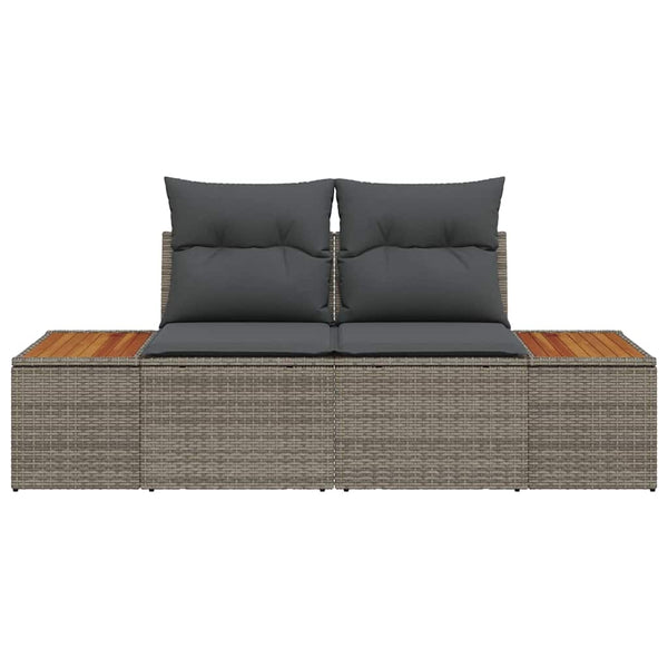 Graues Gartensofa Poly-Rattan 184cm