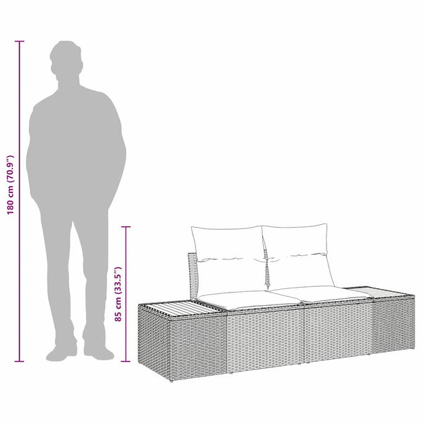 Graues Gartensofa Poly-Rattan 184cm