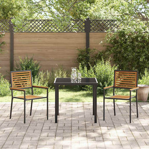 Garten Stapelstühle 2er Set Braun Schwarz