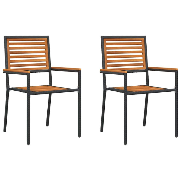 Garten Stapelstühle 2er Set Braun Schwarz