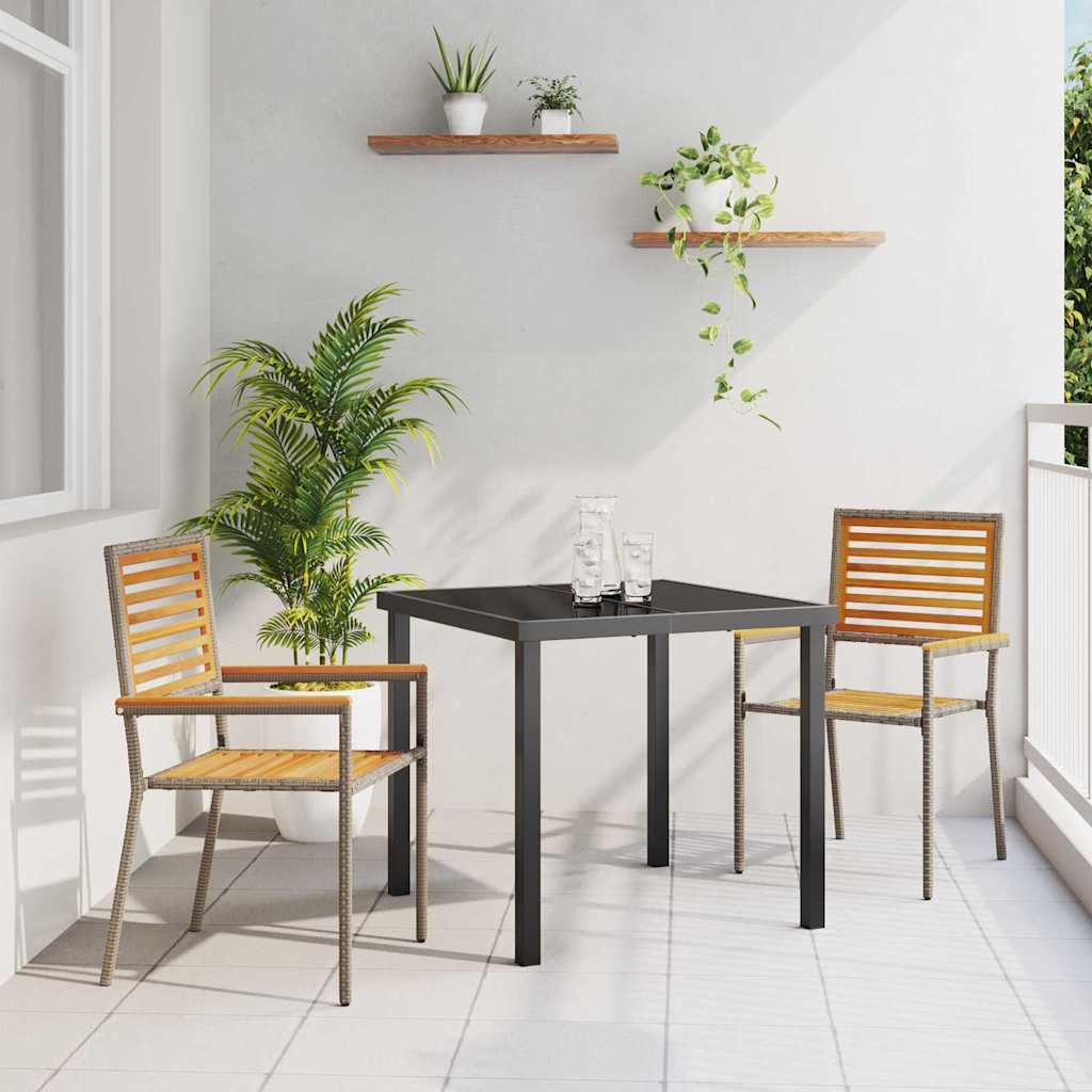 Garten Stapelstühle 2er Set Braun/Grau