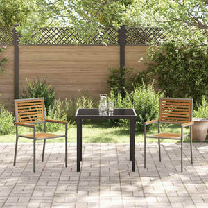 Garten Stapelstühle 2er Set Braun/Grau