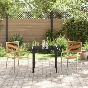 Garten Stapelstühle 2er Set Braun Beige